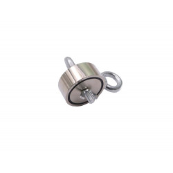 Fixador Magnético Ø74 x 28 mm com olhal na lateral e na face para pesca magnética - 300KG
